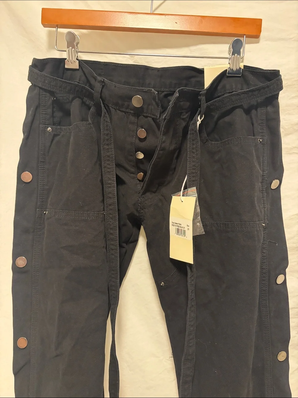 NWT - MNML Black Snap-Detail western Pants size 31 waist